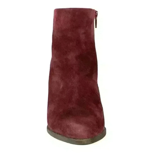 Aldo Burgundy Suede Ankle Boots Metallic Gold Chunky Heels  US 6.5 Date Night - Picture 7 of 16